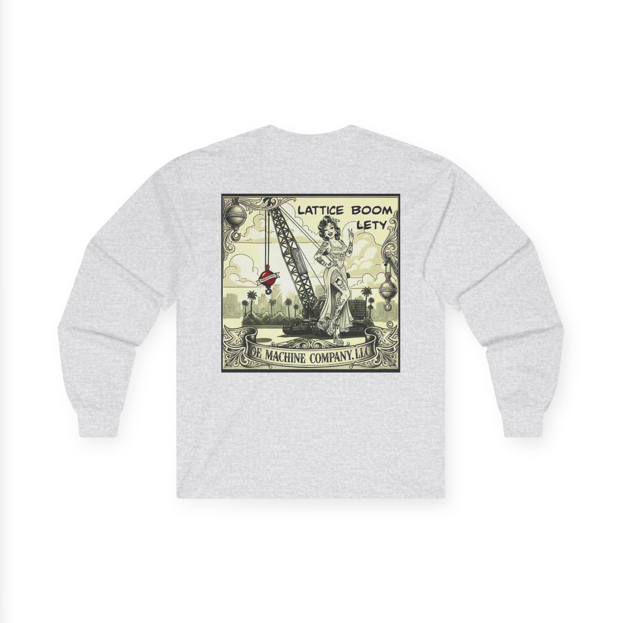 Lattice Boom Lety, OE Machine Co. Long Sleeve Tee - Image 5