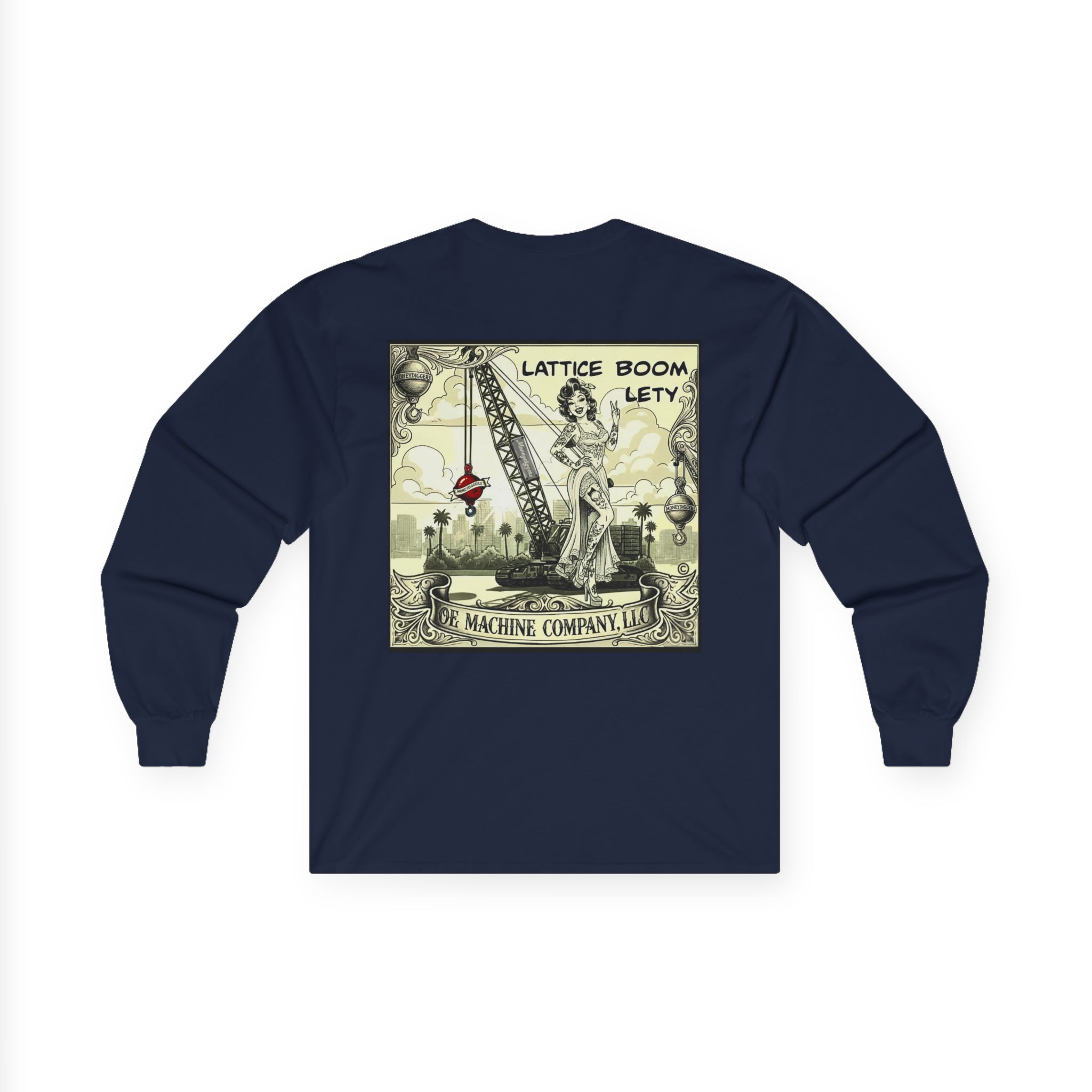 Lattice Boom Lety, OE Machine Co. Long Sleeve Tee - Image 2