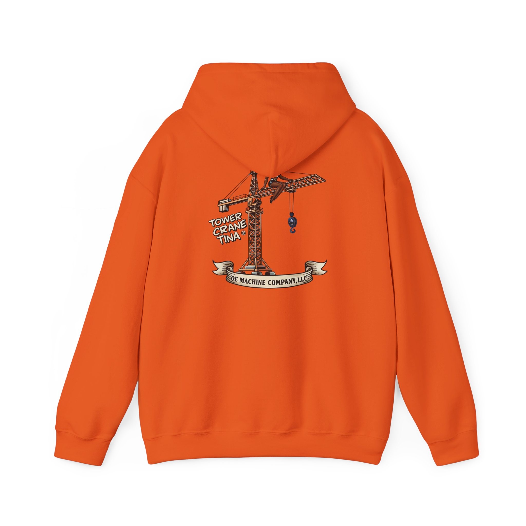 Tower Crane Tina, OE Machine Co. LLC Hoodie - Image 3
